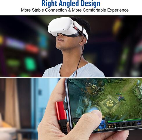 كابل Kuject Link بطول 20 قدم متوافق مع Oculus Quest 2 USB 3.0 النوع A إلى C، سلك شحن طويل مجدول من النايلون لتوصيل بيانات الطاقة، ملحقات ألعاب الواقع الافتراضي الرائعة لـ Oculus Quest in Kuwait