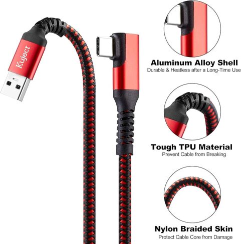 كابل Kuject Link بطول 20 قدم متوافق مع Oculus Quest 2 USB 3.0 النوع A إلى C، سلك شحن طويل مجدول من النايلون لتوصيل بيانات الطاقة، ملحقات ألعاب الواقع الافتراضي الرائعة لـ Oculus Quest in Kuwait