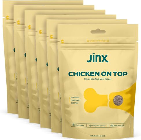 Jinx Meal Topper/Mix-in - Dog Food Topper Made with Freeze-Dried Cage-Free Chicken, Limited Ingredients, Premium Protein - for Puppies, Adults, and Seniors, 3 oz Bags, 6-Pack - Chicken in Saudi Arabia