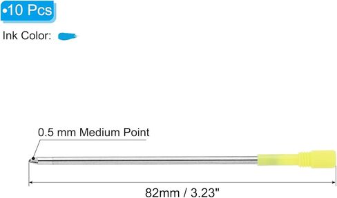 PATIKIL 0.5mm Pen Ink Refills, 10 Pcs Ballpoint Refill Medium Point Metal Compatible Replaceable Replacement for Pen Writing Office, Blue in Kuwait