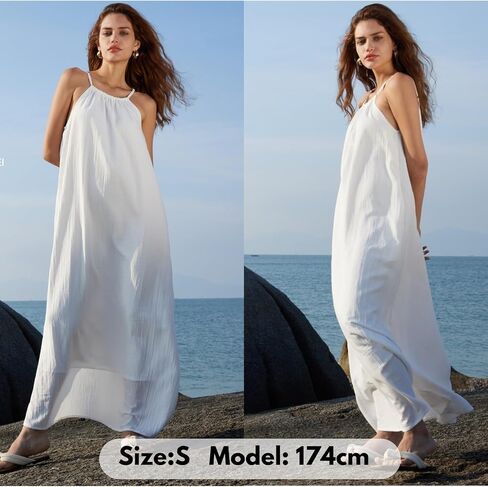 EXLURA Women's 2024 Summer Casual Sleeveless Beach Maxi Dress Plus Size Flowy Long Dress with Pockets Vacation Outfit in Saudi Arabia