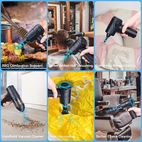 Compressed Air Duster Keyboard Cleaner, Electric Air Duster Air Blower Mini Car Vacuum Cordless for Computer PC Laptop Electric Devices Deep Cleaning, Replaces Compressed Air Can, Rechargeable, Black in Saudi Arabia