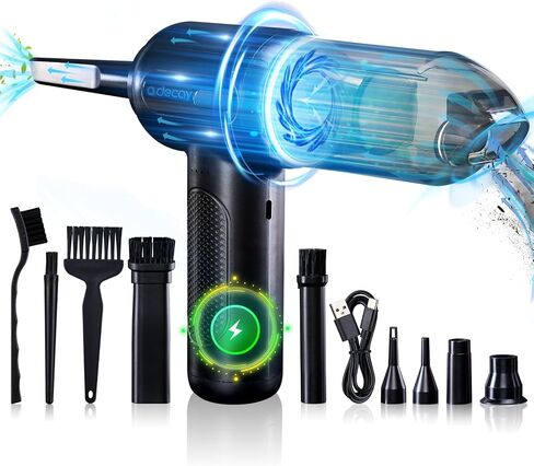 Compressed Air Duster Keyboard Cleaner, Electric Air Duster Air Blower Mini Car Vacuum Cordless for Computer PC Laptop Electric Devices Deep Cleaning, Replaces Compressed Air Can, Rechargeable, Black in Saudi Arabia