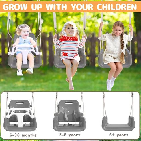 TALECO Gear Toddler Swing, 3-in-1 Swing Sets for Backyard, Baby Swing Outdoor/Indoor, Toddler Swing Set Suitable for Children 6 Months and Older in Saudi Arabia