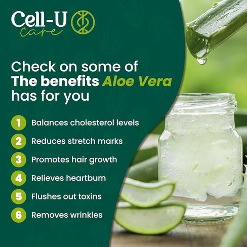 Cell-U Care Organic Aloe Vera Inner Leaf Gel Crystals from South America, Extracted Under Eco-Friendly Conditions in Saudi Arabia