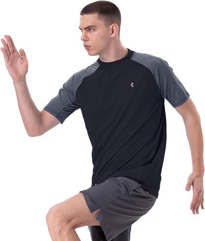 Mens Sun Protection Shirt Rash Guard Real UPF 50+ UV SPF Cooling Fishing Lightweight Short Sleeve Shirt Plus Size Cool Tech in Saudi Arabia