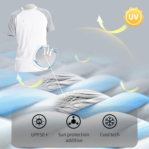 Mens Sun Protection Shirt Rash Guard Real UPF 50+ UV SPF Cooling Fishing Lightweight Short Sleeve Shirt Plus Size Cool Tech in Saudi Arabia