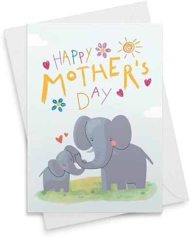 Happy Mother's Day Mom And Baby Elephant Mother's Day Card [00742] in Saudi Arabia