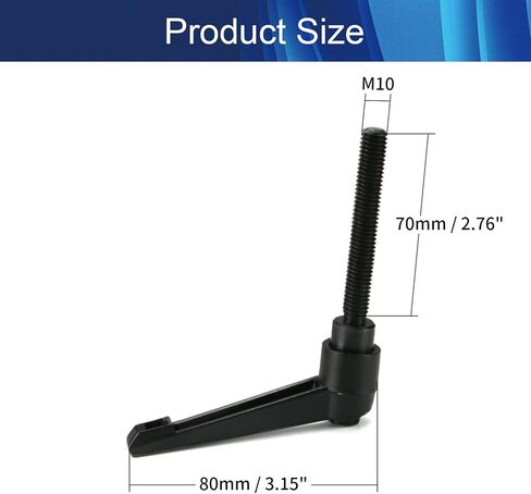 Aicosineg M10 الموضوع 80 مللي متر/3.15 "طول المقبض 70 مللي متر/2.76" طول المسمار سبائك الألومنيوم الأسود قابل للتعديل رافعة مقبض لقط 1 قطعة in Saudi Arabia