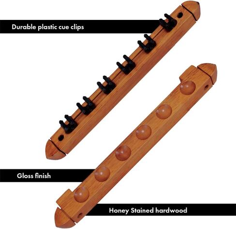 Action Standard 6 Pool Cue Stained Wood Wall Rack with Clips in Saudi Arabia