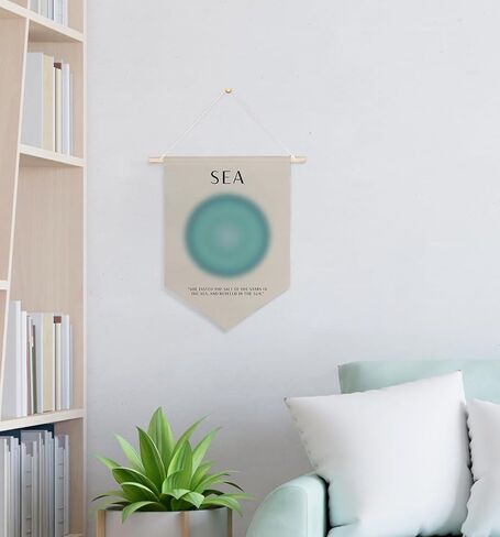 QODUNG Positive Aura Aesthetic Canvas Banner,Sea Minimalist Wall Decor,Abstract Aura Mind Body Canvas Hanging Pennant Flag Banner for Home Bedroom in Saudi Arabia