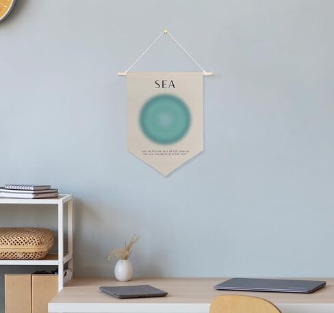 QODUNG Positive Aura Aesthetic Canvas Banner,Sea Minimalist Wall Decor,Abstract Aura Mind Body Canvas Hanging Pennant Flag Banner for Home Bedroom in Saudi Arabia
