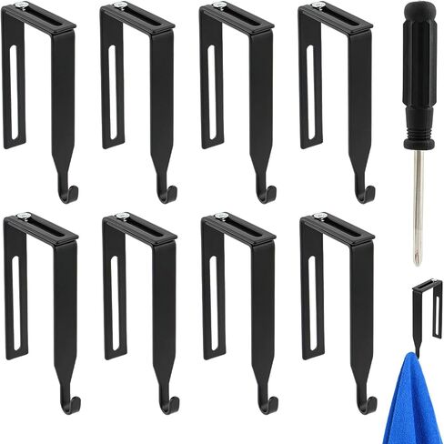 8Pcs Adjustable Cubicle Hangers, Universal Iron Partition Hanger Set, Cubicle Hooks with Screwdriver, Over The Door Mirror Hook, Fit 1.25-3.5 Inch Thick Wall Panels for Office Whiteboard(Black) in Saudi Arabia