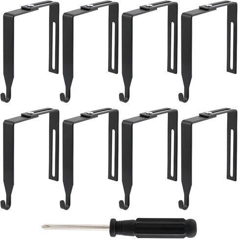 8Pcs Adjustable Cubicle Hangers, Universal Iron Partition Hanger Set, Cubicle Hooks with Screwdriver, Over The Door Mirror Hook, Fit 1.25-3.5 Inch Thick Wall Panels for Office Whiteboard(Black) in Saudi Arabia