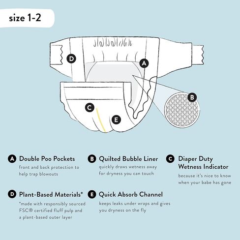شركة صادقة حفاضات نظيفة واعية | نباتي ومستدام | مطبوعات طبعة محدودة | صندوق النادي، الحجم 2 (12-18 رطلاً)، 72 قطعة in Kuwait