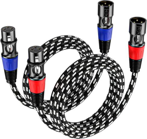 كابل EBXYA XLR بطول 3 أقدام 6 حزم، كابل ميكروفون متوازن ذكر إلى أنثى من الذكور إلى الإناث، كابل ميكروفون XLR مطلي بالذهب بثلاثة دبابيس، كابل مكبر صوت XLR للخلاط ومكبرات الصوت والتسجيل in Kuwait