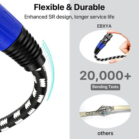 EBXYA XLR Cable 10ft 4 Packs, Braided XLR Male to Female Balanced Microphone Cable, Gold Plated 3-Pin XLR Mic Cable, XLR Speaker Cable for Mixer, Amplifiers, Record in Kuwait