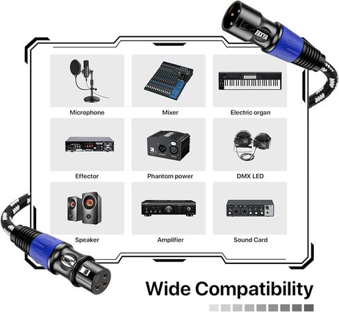 EBXYA XLR Cable 10ft 4 Packs, Braided XLR Male to Female Balanced Microphone Cable, Gold Plated 3-Pin XLR Mic Cable, XLR Speaker Cable for Mixer, Amplifiers, Record in Kuwait