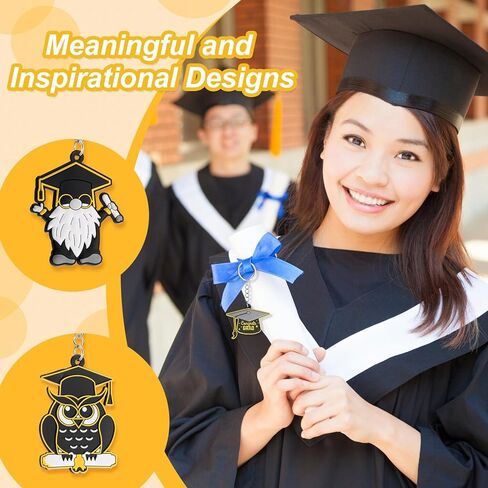 Sureio 30 Pcs Class of 2024 Graduation Keychains Gifts for 6 Designs Rubber Inspirational 2024 Grad Gifts Class of 2024 Decorations(Blue and Gold) in Kuwait