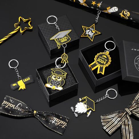 Sureio 30 Pcs Class of 2024 Graduation Keychains Gifts for 6 Designs Rubber Inspirational 2024 Grad Gifts Class of 2024 Decorations(Blue and Gold) in Kuwait
