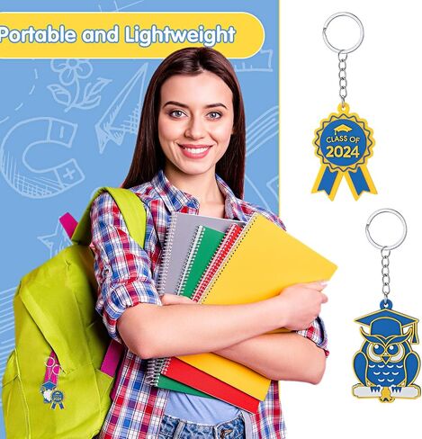 Sureio 30 Pcs Class of 2024 Graduation Keychains Gifts for 6 Designs Rubber Inspirational 2024 Grad Gifts Class of 2024 Decorations(Blue and Gold) in Saudi Arabia
