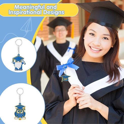 Sureio 30 Pcs Class of 2024 Graduation Keychains Gifts for 6 Designs Rubber Inspirational 2024 Grad Gifts Class of 2024 Decorations(Blue and Gold) in Saudi Arabia