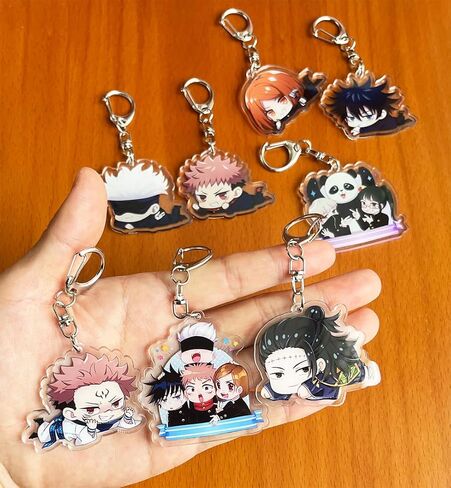 SanCak 8 قطعة سلسلة مفاتيح Fushiguro Megumi Itadori Yuuji Kugisaki Nobara Gojou Satoru سلاسل المفاتيح أنيمي معلقة Keyrings in Kuwait