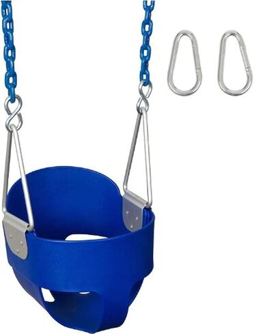 مجموعة Swing Set Stuff Highback دلو كامل مع سلسلة مطلية مقاس 5.5 بوصة وملصق شعار SSS، أزرق in Saudi Arabia