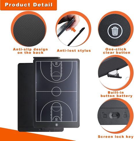 16'' LCD Screen Tactical Coaching Marker Board, Electronic Board with Stylus Pen,with Lock Function,for Coach Basketball Soccer in Saudi Arabia