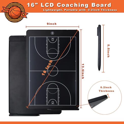 16'' LCD Screen Tactical Coaching Marker Board, Electronic Board with Stylus Pen,with Lock Function,for Coach Basketball Soccer in Saudi Arabia