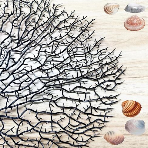 Tfwadmx Large Artificial Coral Plant Sea Fan Coral Decor Black Fish Tank Decoration Aquarium Landscape (Black（8.2in-9.8in）, 4) in Saudi Arabia