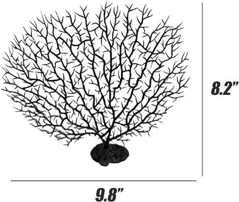 Tfwadmx Large Artificial Coral Plant Sea Fan Coral Decor Black Fish Tank Decoration Aquarium Landscape (Black（8.2in-9.8in）, 4) in Saudi Arabia