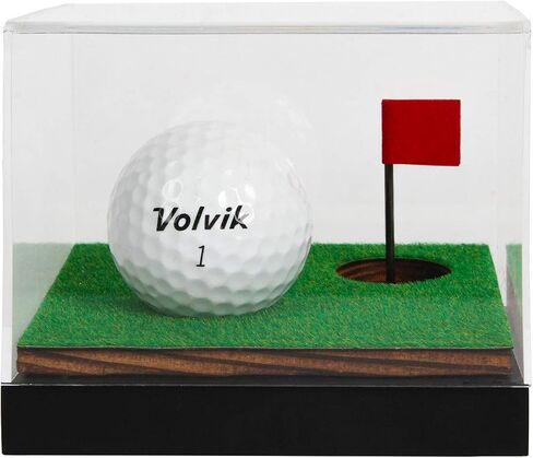 J JACKCUBE DESIGN Clear Acrylic Golf Ball Memorabilia Display Case, Dust Protection Transparent Holder Storage Box for Souvenir Golfball with Wood Base - MK650A in Saudi Arabia
