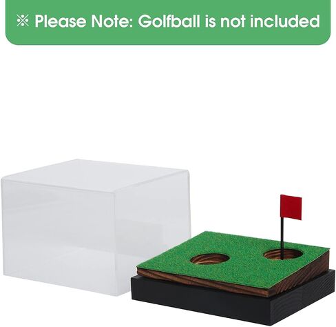 J JACKCUBE DESIGN Clear Acrylic Golf Ball Memorabilia Display Case, Dust Protection Transparent Holder Storage Box for Souvenir Golfball with Wood Base - MK650A in Saudi Arabia