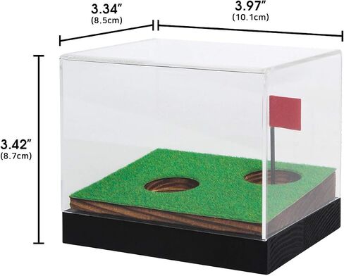 J JACKCUBE DESIGN Clear Acrylic Golf Ball Memorabilia Display Case, Dust Protection Transparent Holder Storage Box for Souvenir Golfball with Wood Base - MK650A in Saudi Arabia