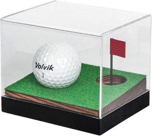 J JACKCUBE DESIGN Clear Acrylic Golf Ball Memorabilia Display Case, Dust Protection Transparent Holder Storage Box for Souvenir Golfball with Wood Base - MK650A in Saudi Arabia