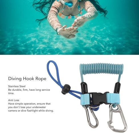 VGEBY Diving Camera Spring Rope, Stainless Steel Diving Anti Lost Hook Spring Rope Coiled Lanyard for Diving Outdoor Climbing in Saudi Arabia