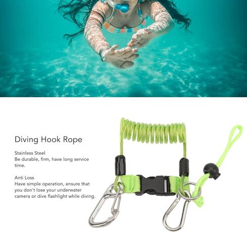 VGEBY Diving Camera Spring Rope, Stainless Steel Diving Anti Lost Hook Spring Rope Coiled Lanyard for Diving Outdoor Climbing in Saudi Arabia