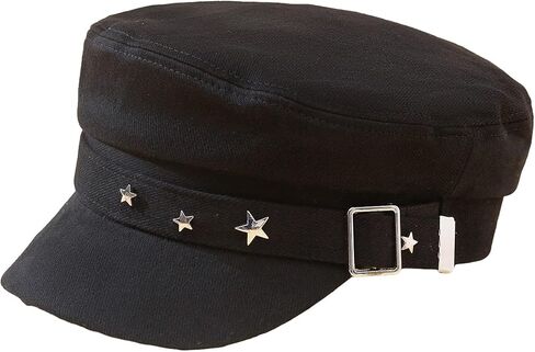 OYOANGLE Women's 1 Pair Solid Star Buckle Decor Fashion Newsboy Hat Baker Boy Hat for Daily Life in Saudi Arabia