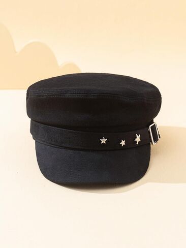 OYOANGLE Women's 1 Pair Solid Star Buckle Decor Fashion Newsboy Hat Baker Boy Hat for Daily Life in Saudi Arabia