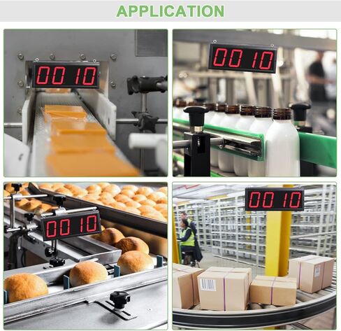 عداد YMJOINMX الرقمي LED مع مستشعر الأشعة تحت الحمراء 4 بوصات عرض أرقام حمراء، وحدة التحكم عن بعد تعد لأعلى ولأسفل، وتضبط القيمة الأولية، وتضبط تردد العد 110-240 فولت in Kuwait