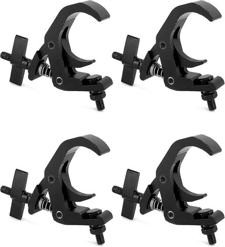 QWORK Truss Clamp Stage Lights Clamp، 4 عبوات من المشابك السوداء شديدة التحمل بوزن 330 رطل لتحريك تركيبات إضاءة المسرح، 1.57-2.36 بوصة تناسب أنبوب OD 40-60 مم in Kuwait
