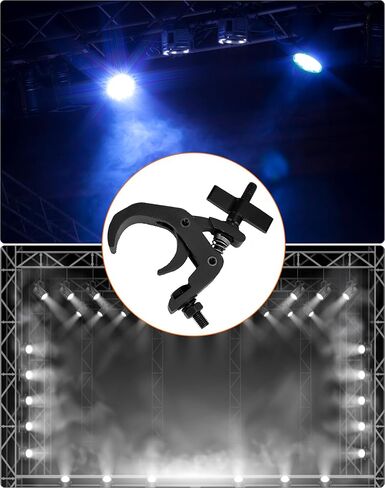 QWORK Truss Clamp Stage Lights Clamp، 4 عبوات من المشابك السوداء شديدة التحمل بوزن 330 رطل لتحريك تركيبات إضاءة المسرح، 1.57-2.36 بوصة تناسب أنبوب OD 40-60 مم in Kuwait