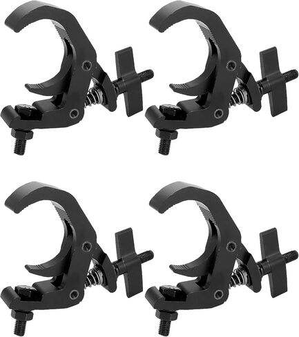 QWORK Truss Clamp Stage Lights Clamp، 4 عبوات من المشابك السوداء شديدة التحمل بوزن 330 رطل لتحريك تركيبات إضاءة المسرح، 1.57-2.36 بوصة تناسب أنبوب OD 40-60 مم in Kuwait