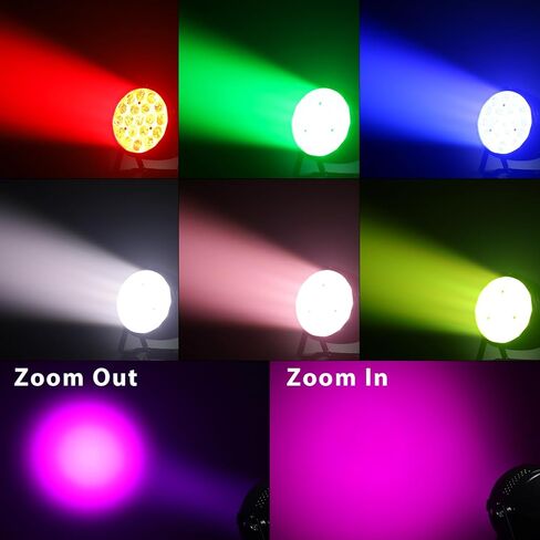ValaVa LED Par Lights، 19x12W Zoom Led Stage Par Lights Wash and Strobe Effect Stage Light RGBW 4IN1 DMX512 الصوت المنشط وظيفة RDM أضواء DJ لعيد الميلاد ديسكو نادي حفلات الرقص وحفلات الزفاف in Kuwait