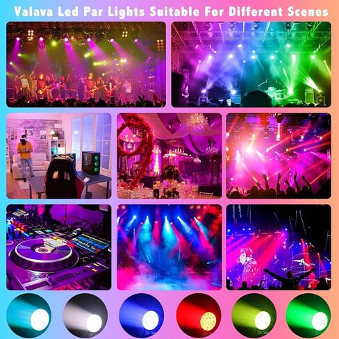ValaVa LED Par Lights، 19x12W Zoom Led Stage Par Lights Wash and Strobe Effect Stage Light RGBW 4IN1 DMX512 الصوت المنشط وظيفة RDM أضواء DJ لعيد الميلاد ديسكو نادي حفلات الرقص وحفلات الزفاف in Kuwait