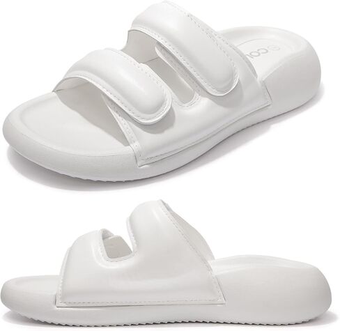 صندل نسائي من Colgo مزود بخطاف وحلقة مزدوجة وشريط قابل للتعديل صندل مسطح مريح سهل الارتداء للصيف in Kuwait