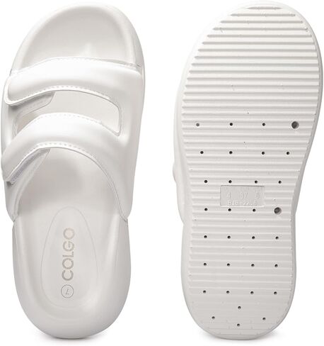 صندل نسائي من Colgo مزود بخطاف وحلقة مزدوجة وشريط قابل للتعديل صندل مسطح مريح سهل الارتداء للصيف in Kuwait