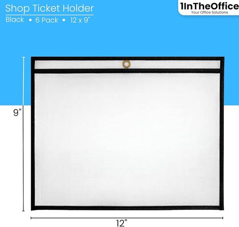1InTheOffice Dry Erase Pocket Sleeves 9x12, Black Shop Ticket Holders, Plastic Dry Erase Sheet (6 Pack) in Saudi Arabia