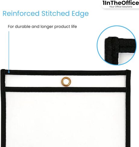 1InTheOffice Dry Erase Pocket Sleeves 9x12, Black Shop Ticket Holders, Plastic Dry Erase Sheet (6 Pack) in Saudi Arabia